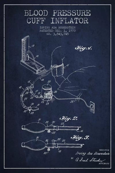 Medical & Dental Blueprints: Blood Pressure Navy Blue Patent Blueprint by Aged Pixel