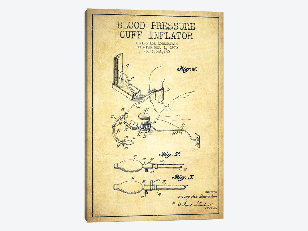Blood Pressure Vintage Patent Blueprint by Aged Pixel 1-piece Art Print