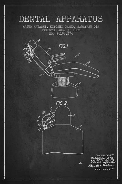 Dental Apparatus Charcoal Patent Blueprint by Aged Pixel canvas print