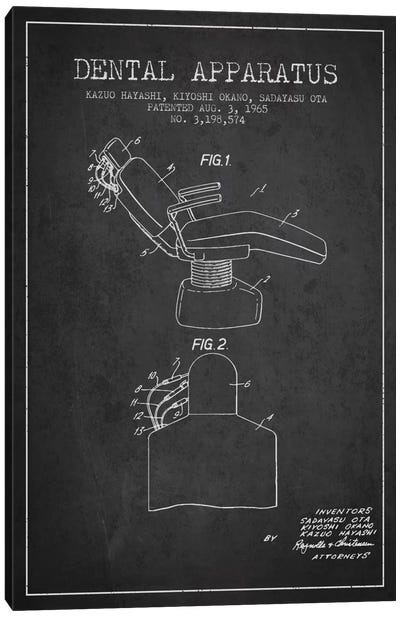 Dental Apparatus Charcoal Patent Blueprint Canvas Art Print - Medical & Dental Blueprints