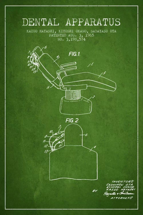 Dental Apparatus Green Patent Blueprint