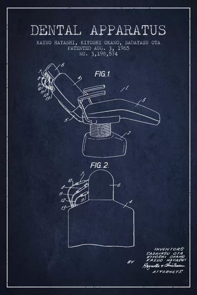 Dental Apparatus Navy Blue Patent Blueprint