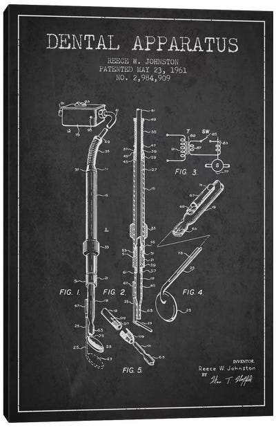 Dental Apparatus Charcoal Patent Blueprint Canvas Art Print