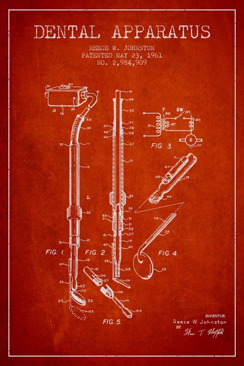 Dental Apparatus Red Patent Blueprint