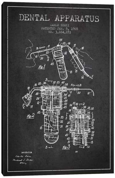 Dental Apparatus Charcoal Patent Blueprint Canvas Art Print - Aged Pixel: Medical & Dental