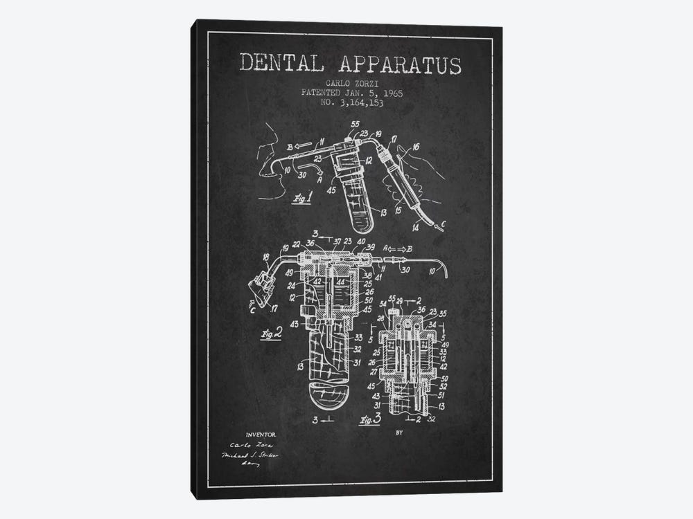 Dental Apparatus Charcoal Patent Blueprint by Aged Pixel 1-piece Art Print