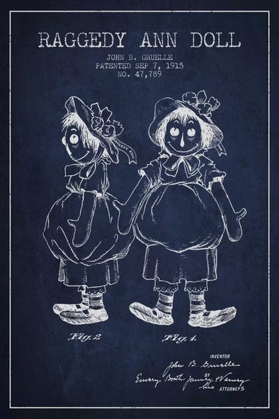Dolls: Raggedy Ann Navy Blue Patent Blueprint by Aged Pixel