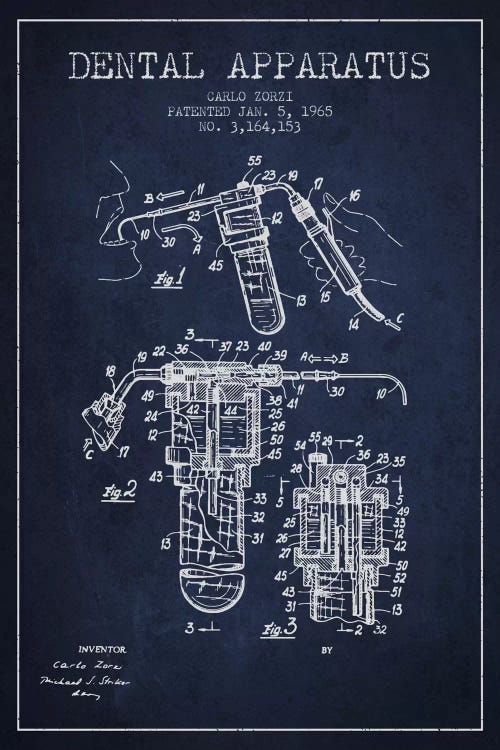 Dental Apparatus Navy Blue Patent Blueprint