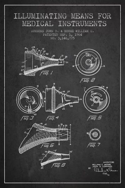 Medical & Dental Blueprints: Medical Instruments Charcoal Patent Blueprint by Aged Pixel