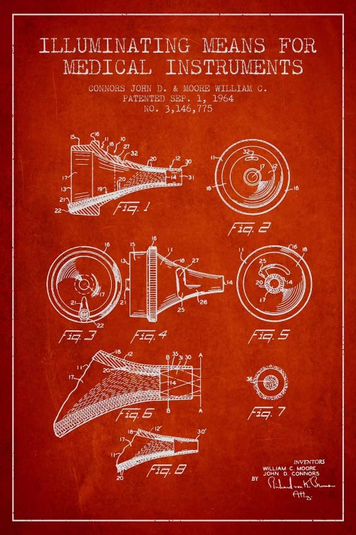 Medical Instruments Red Patent Blueprint