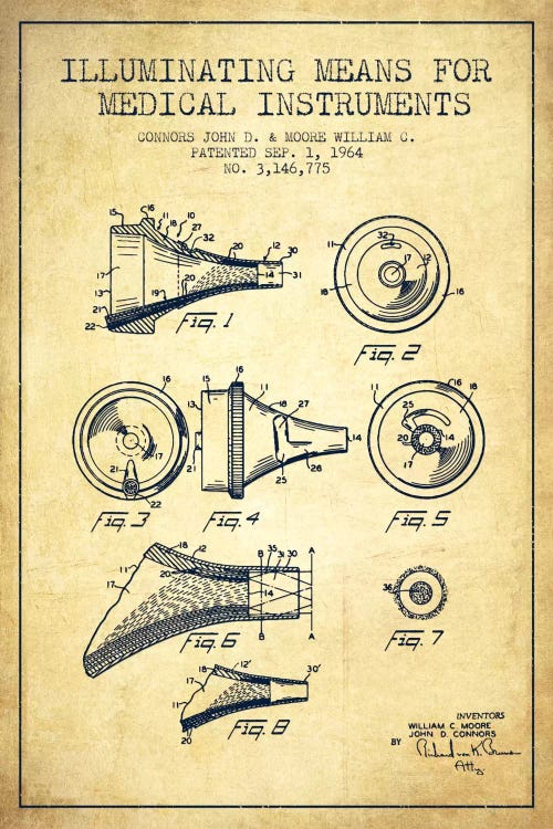 Medical Instruments Vintage Patent Blueprint by Aged Pixel wall art