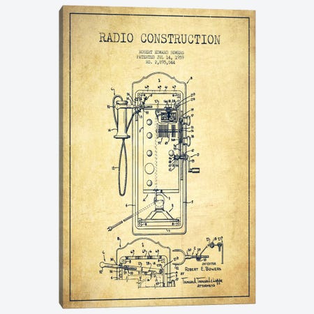 Bowers Radio Vintage Patent Blueprint Canvas Print #ADP15} by Aged Pixel Canvas Art