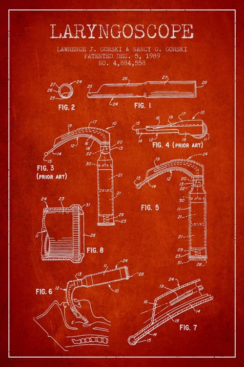 Laryngoscope Red Patent Blueprint