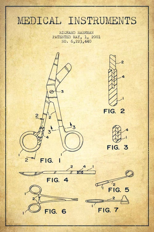 Medical Instruments Vintage Patent Blueprint