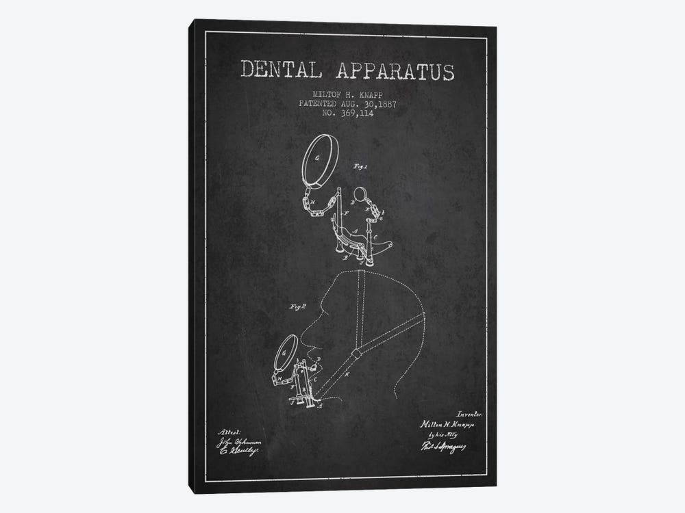 Dental Apparatus Charcoal Patent Blueprint by Aged Pixel 1-piece Canvas Art Print