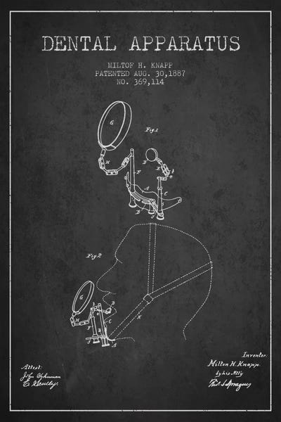 Medical & Dental Blueprints: Dental Apparatus Charcoal Patent Blueprint by Aged Pixel