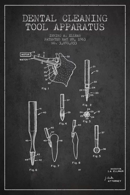 Dental Cleaning Tool Charcoal Patent Blueprint