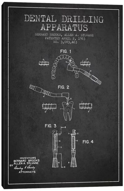 Dental Drilling Charcoal Patent Blueprint Canvas Art Print - Aged Pixel: Medical & Dental