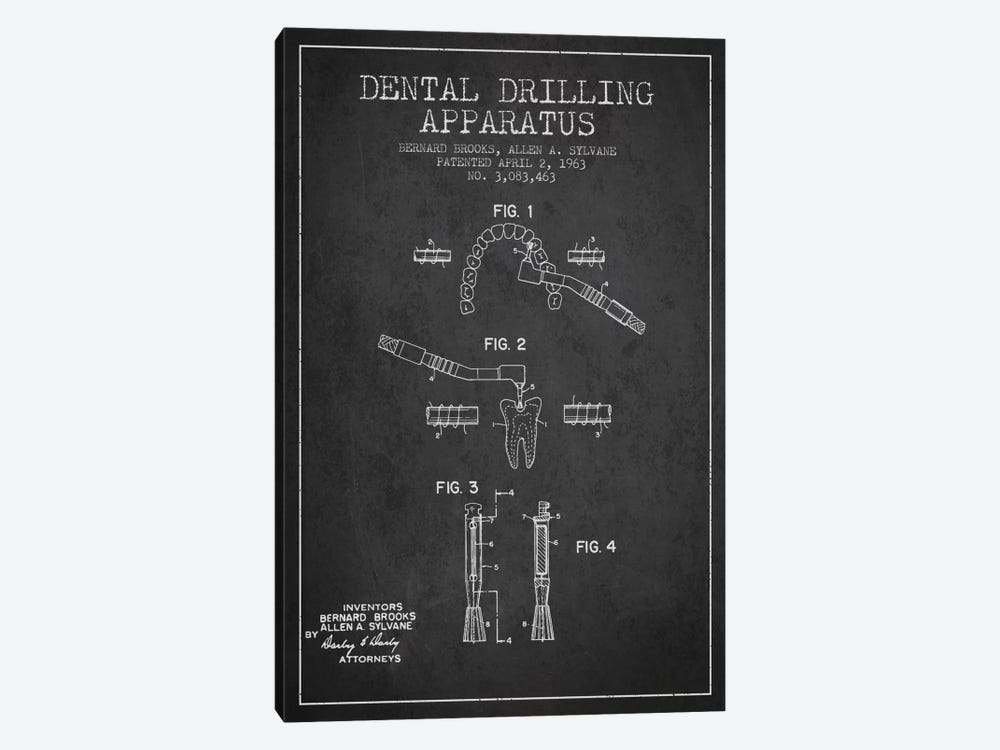 Dental Drilling Charcoal Patent Blueprint by Aged Pixel 1-piece Canvas Print