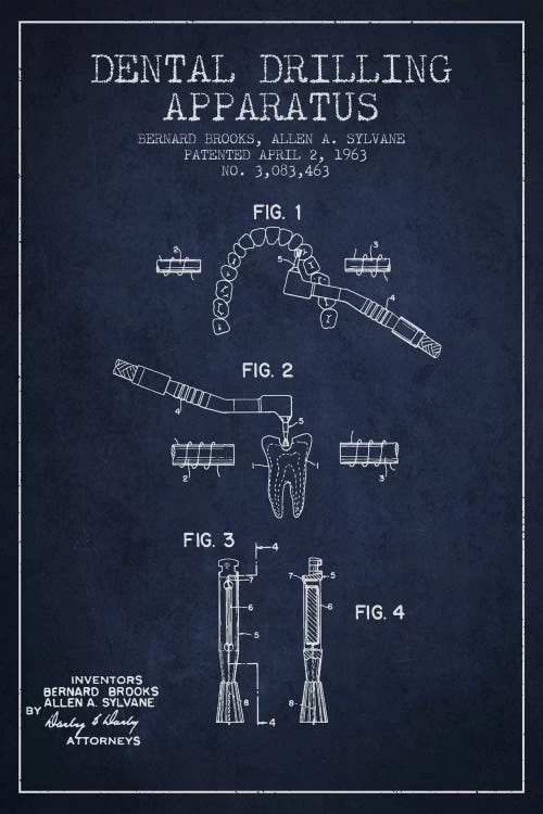 Dental Drilling Navy Blue Patent Blueprint