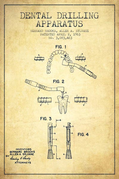 Dental Drilling Vintage Patent Blueprint by Aged Pixel framed wall art