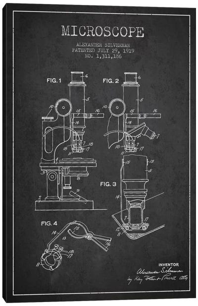 Microscope Charcoal Patent Blueprint Canvas Art Print