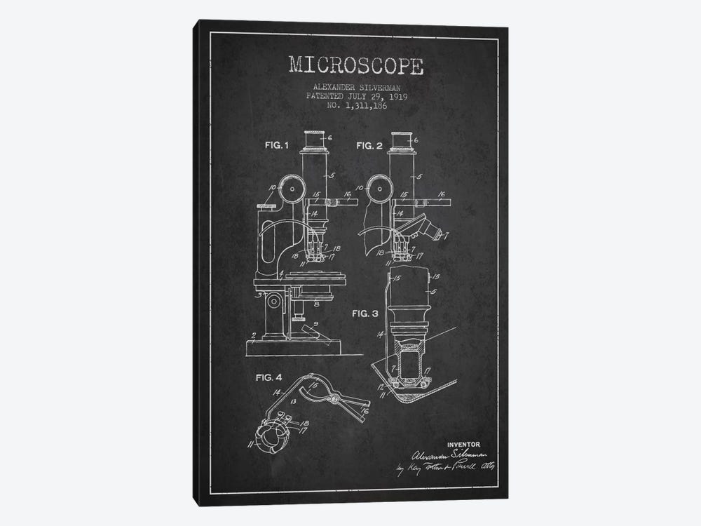 Microscope Charcoal Patent Blueprint by Aged Pixel 1-piece Art Print