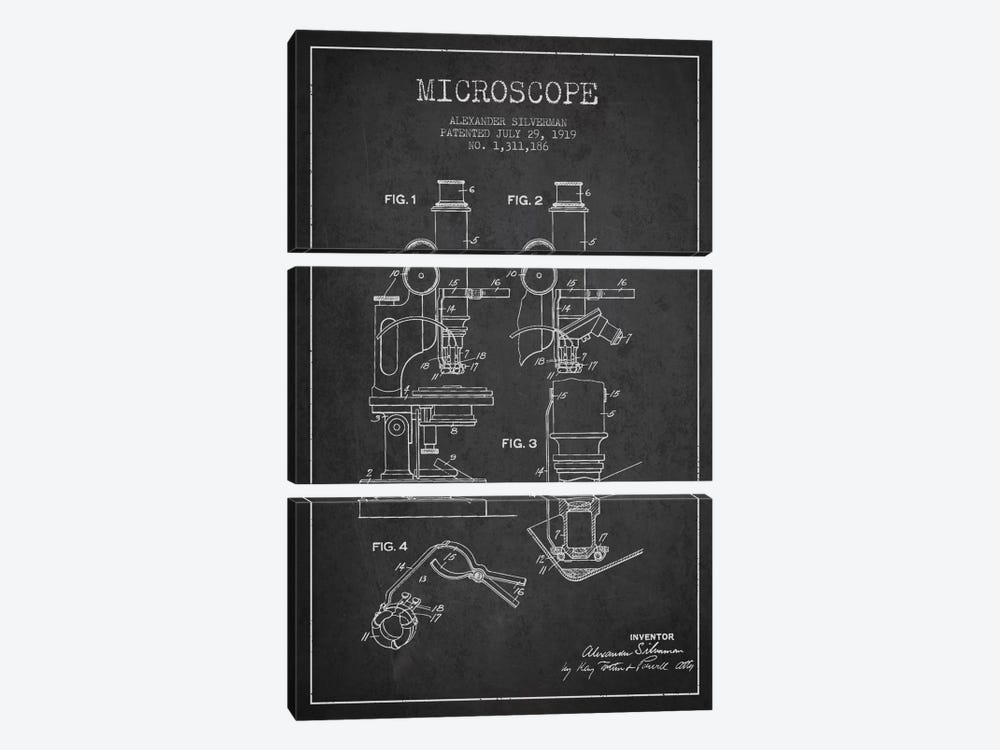 Microscope Charcoal Patent Blueprint by Aged Pixel 3-piece Art Print