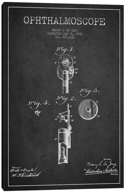 Ophthalmoscope Charcoal Patent Blueprint Canvas Art Print - Medical & Dental Blueprints