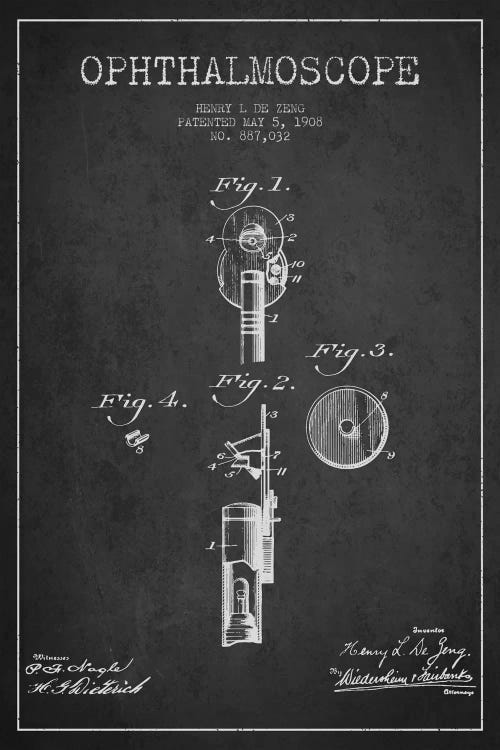 Ophthalmoscope Charcoal Patent Blueprint by Aged Pixel wall art