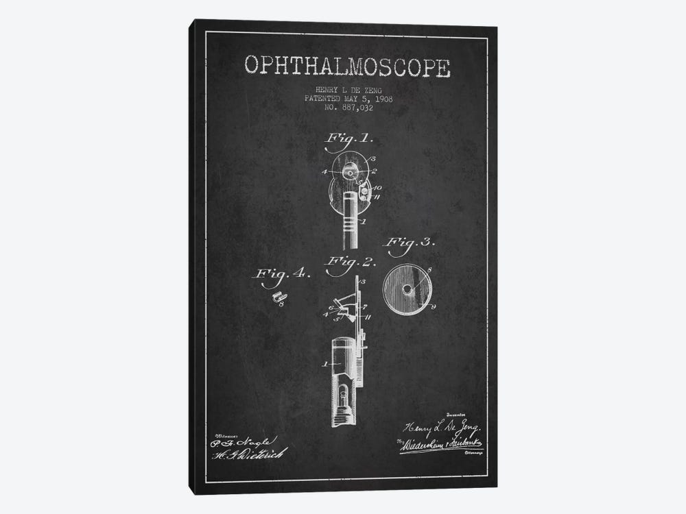 Ophthalmoscope Charcoal Patent Blueprint by Aged Pixel 1-piece Canvas Artwork
