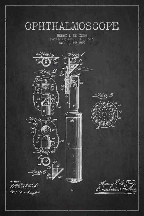 Ophthalmoscope Charcoal Patent Blueprint by Aged Pixel wall art
