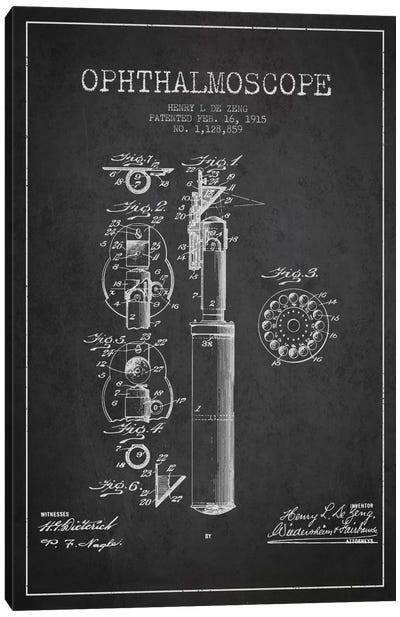 Ophthalmoscope Charcoal Patent Blueprint Canvas Art Print - Aged Pixel: Medical & Dental