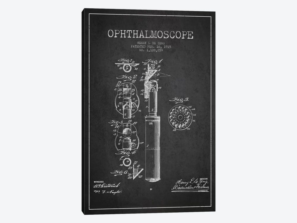 Ophthalmoscope Charcoal Patent Blueprint by Aged Pixel 1-piece Canvas Artwork