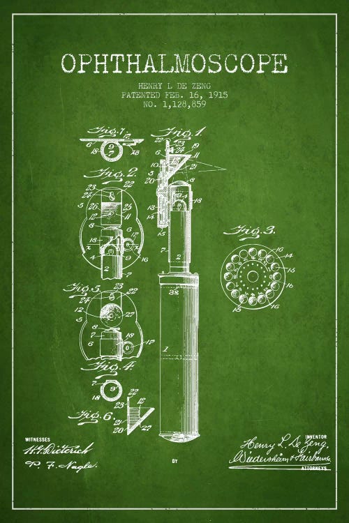 Ophthalmoscope Green Patent Blueprint