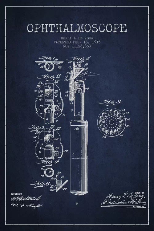 Ophthalmoscope Navy Blue Patent Blueprint