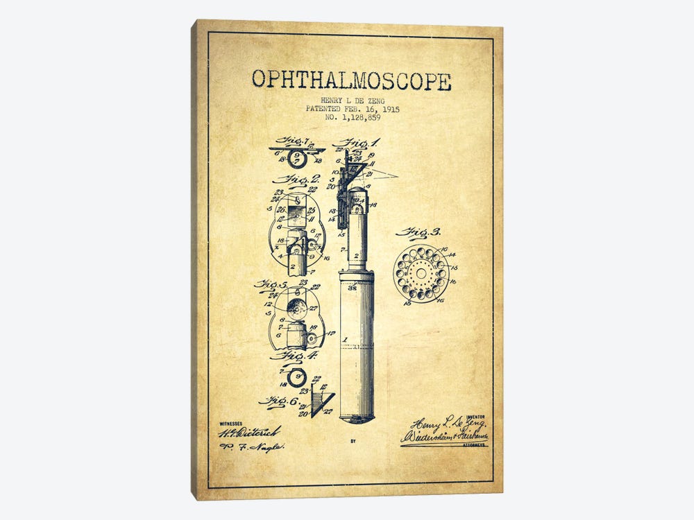Ophthalmoscope Vintage Patent Blueprint 1-piece Canvas Wall Art