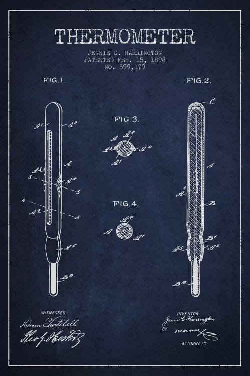 Thermometer Navy Blue Patent Blueprint