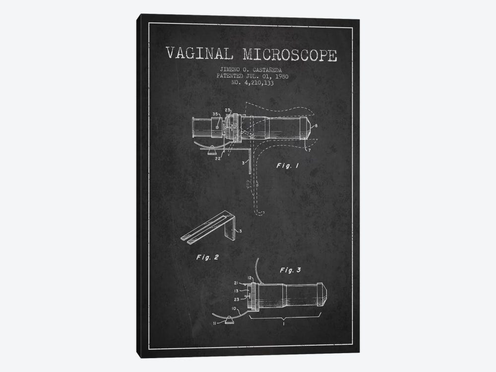 Vaginal Microscope Charcoal Patent Blueprint by Aged Pixel 1-piece Canvas Print
