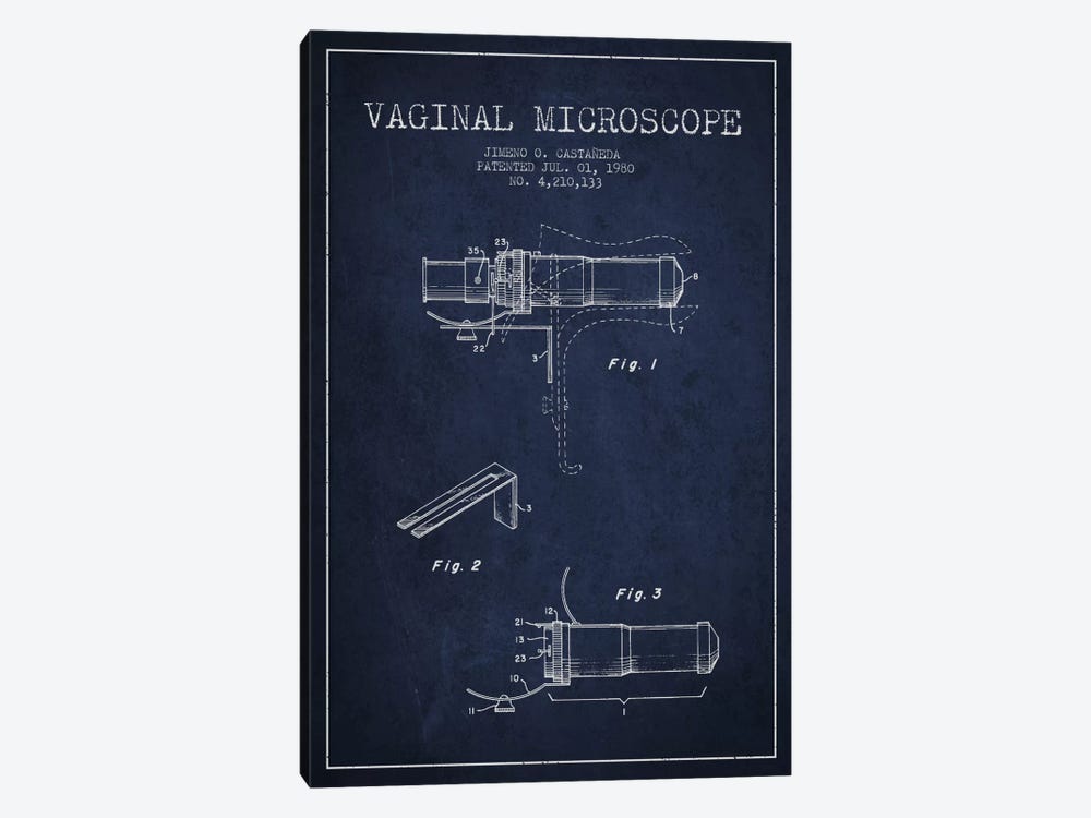 Vaginal Microscope Navy Blue Patent Blueprint by Aged Pixel 1-piece Art Print