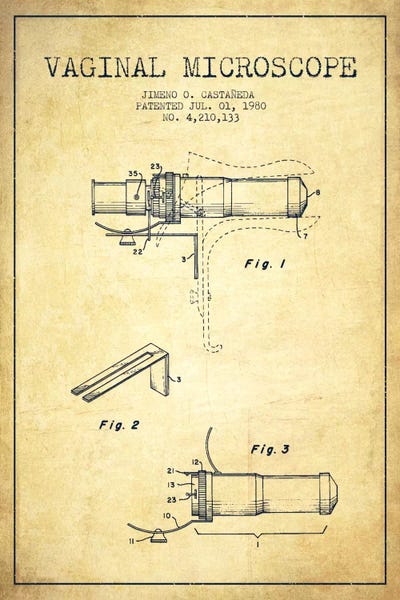 Medical & Dental Blueprints: Vaginal Microscope Vintage Patent Blueprint by Aged Pixel