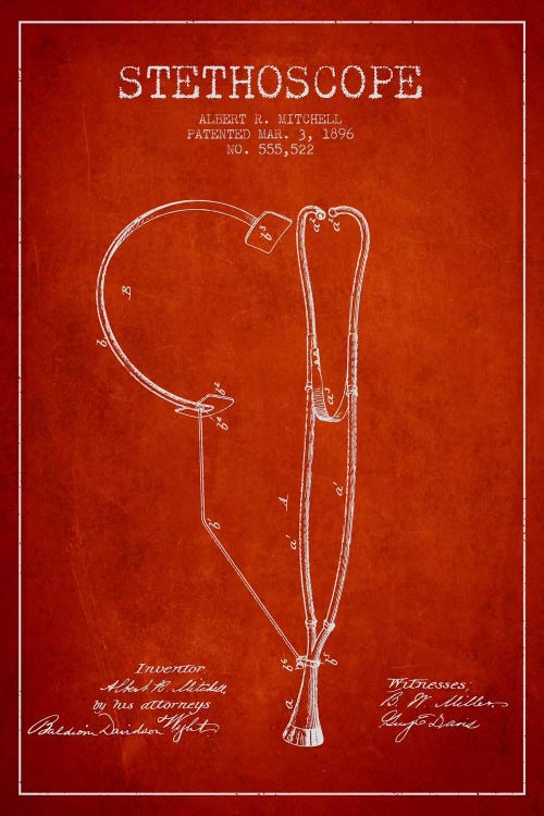 Stethoscope Red Patent Blueprint