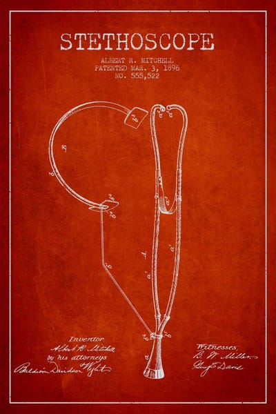 Stethoscope Red Patent Blueprint