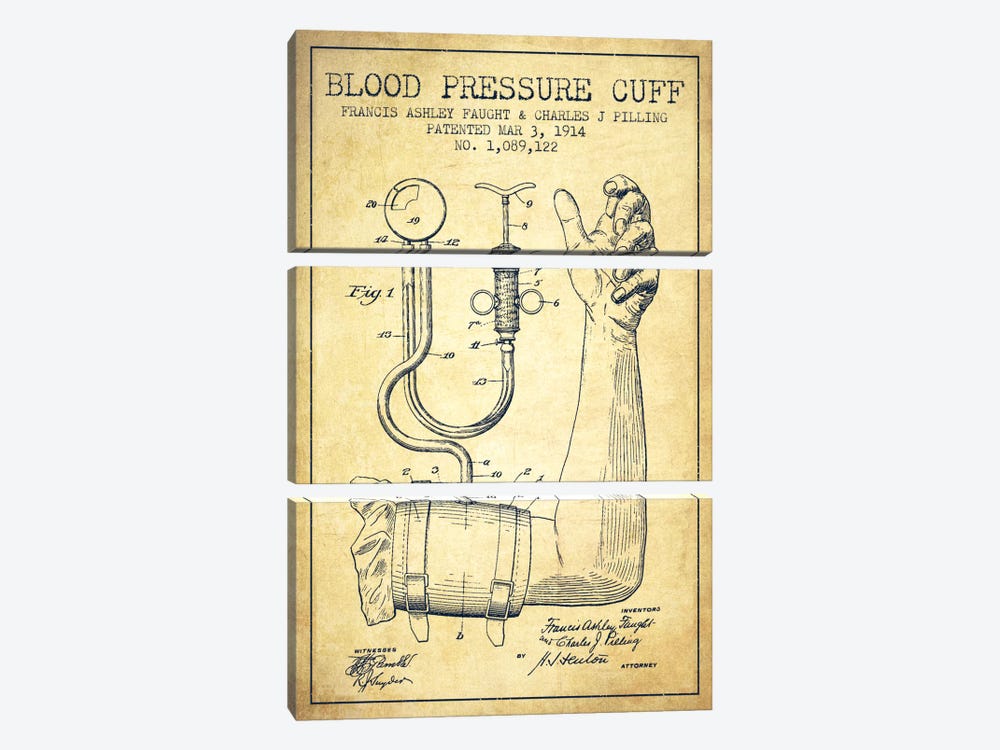 Blood Pressure Vintage Patent Blueprint 3-piece Art Print