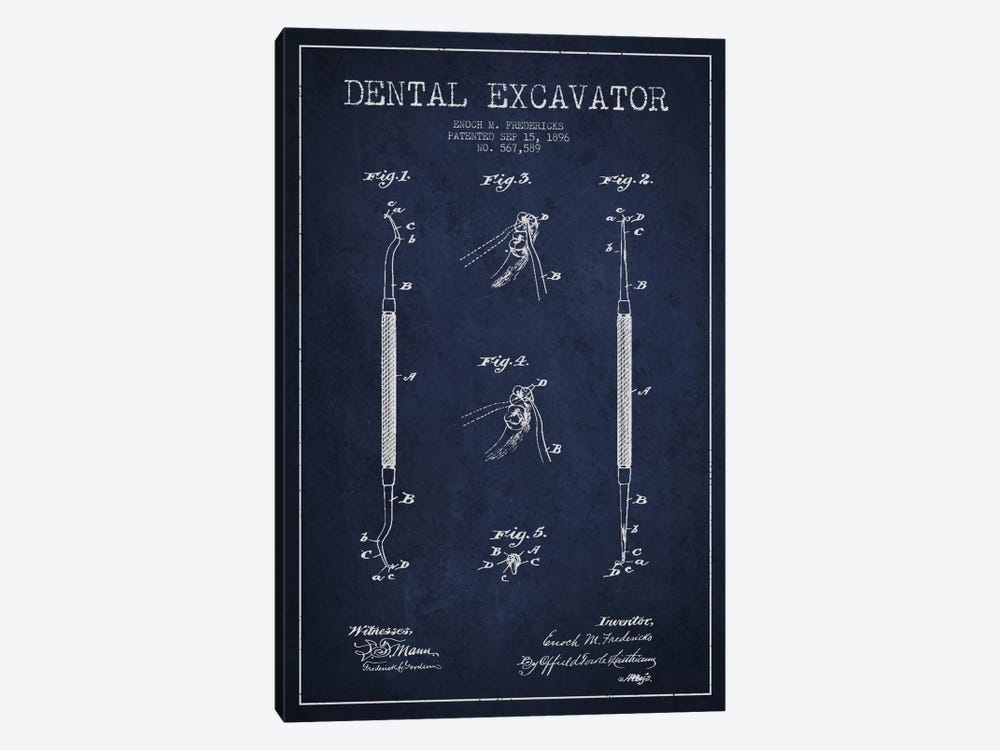 Dental Navy Blue Patent Blueprint by Aged Pixel 1-piece Art Print