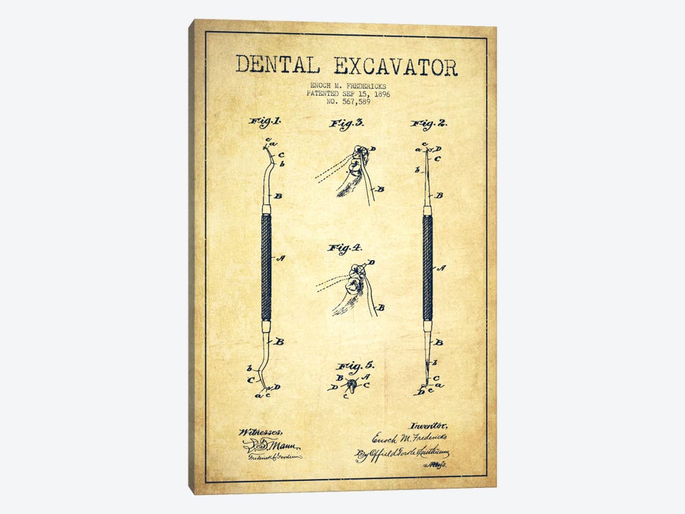 Dental Vintage Patent Blueprint by Aged Pixel 1-piece Art Print