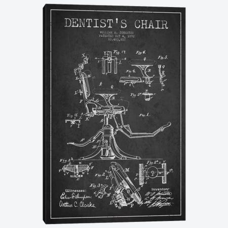 Dentist Chair Charcoal Patent Blueprint Canvas Print #ADP1684} by Aged Pixel Art Print