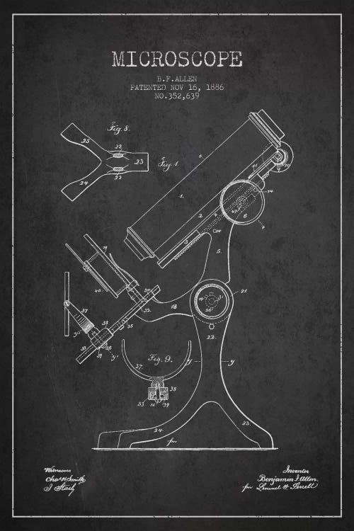 Microscope Charcoal Patent Blueprint