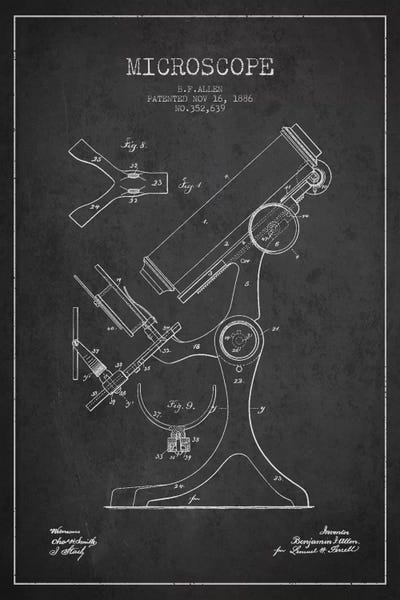 Medical & Dental Blueprints: Microscope Charcoal Patent Blueprint by Aged Pixel