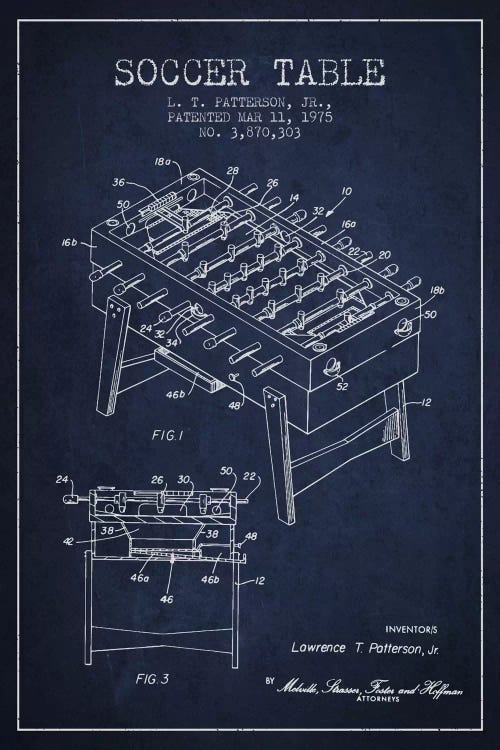 Soccer Table Navy Blue Patent Blueprint